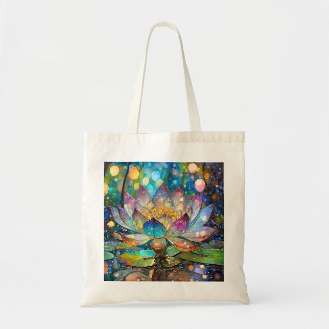 Tote Bag Fleur de lotus en fleurs illuminée (Devant)