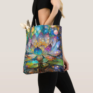 Tote Bag Fleur de lotus illuminée en fleurs