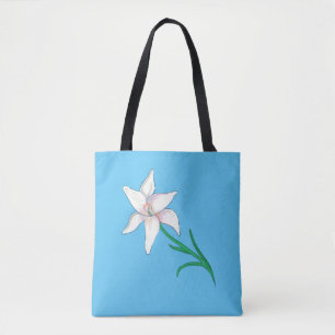 Tote Bag Fleur de Lys Blanc Ciel Bleu