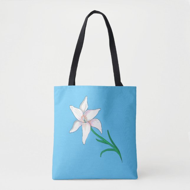 Tote Bag Fleur de Lys Blanc Ciel Bleu (Devant)