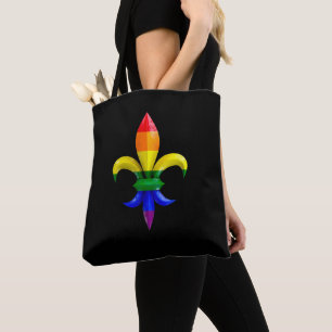 Tote Bag Fleur de Lys corrompu aux couleurs du drapeau arc-