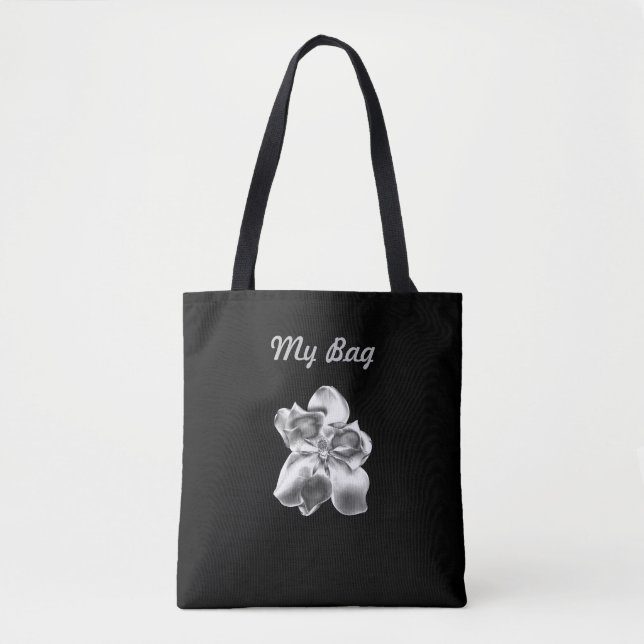 Tote Bag Fleur de Magnolia métallique sur toute l'impressio (Devant)