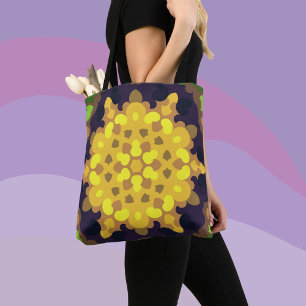 Tote Bag Fleur de Mandala jaune violet et vert