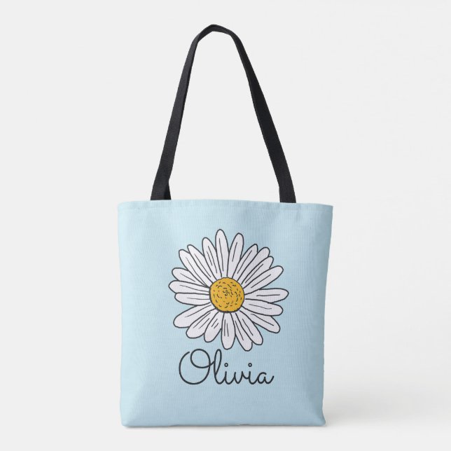Tote Bag Fleur de marguerite blanche monogrammée (Dos)