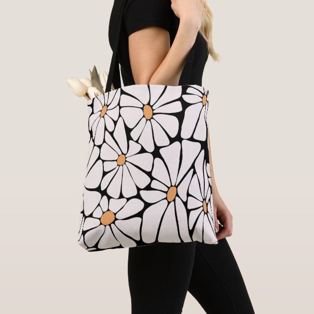 Tote Bag Fleur de marguerite groove rétro (De près)