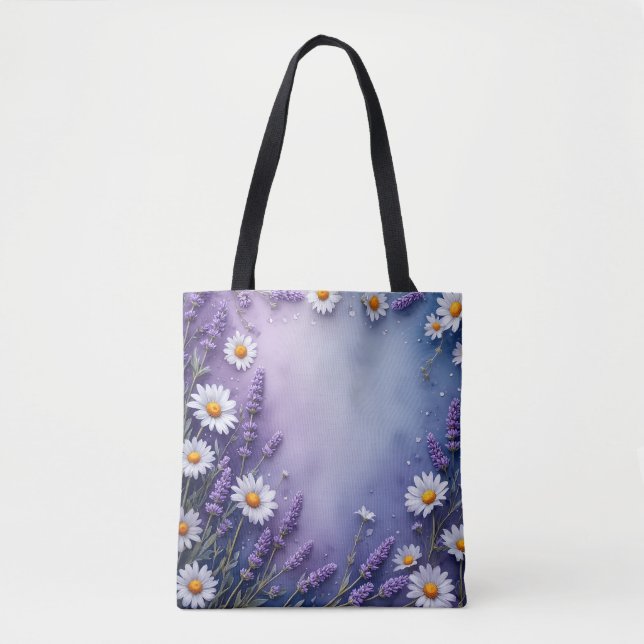 Tote Bag Fleur de marguerites et de lavande Fourre-tout (Devant)