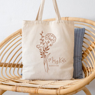 Tote Bag Fleur de mois de naissance personnalisée Botanique