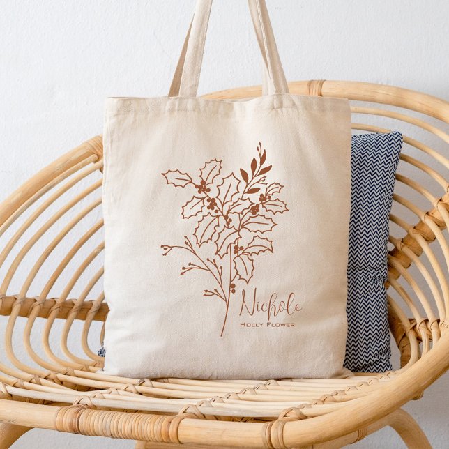 Tote Bag Fleur de mois de naissance personnalisée Décembre  (Créateur téléchargé)