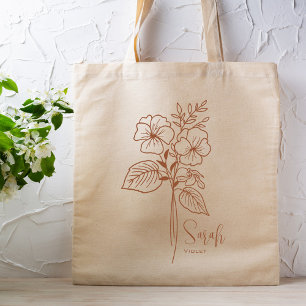 Tote Bag Fleur de mois de naissance personnalisée Février r