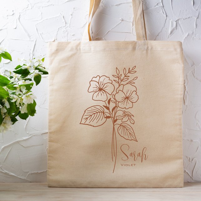 Tote Bag Fleur de mois de naissance personnalisée Février r (Créateur téléchargé)