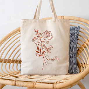 Tote Bag Fleur de mois de naissance personnalisée Juin Bohè