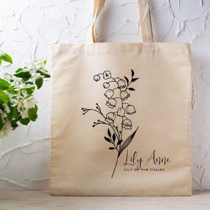 Tote Bag Fleur de mois de naissance personnalisée Mai Bohèm