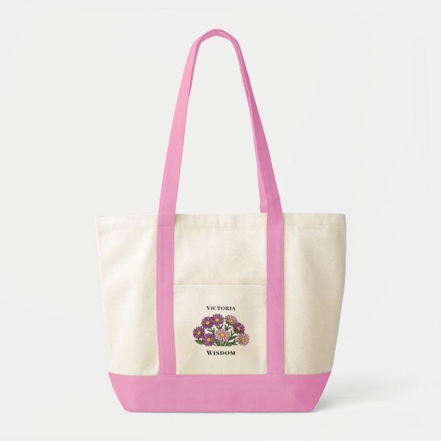 Tote Bag Fleur de naissance d'aster de septembre personnali (Devant)
