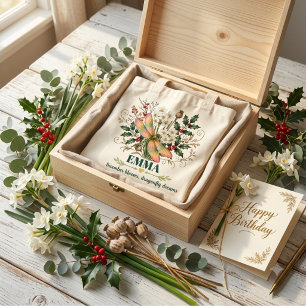 Tote Bag Fleur de naissance de décembre Libellule