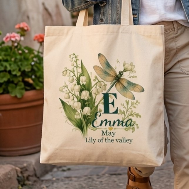 Tote Bag Fleur de naissance de mai Lys de la Vallée Monogra (Créateur téléchargé)