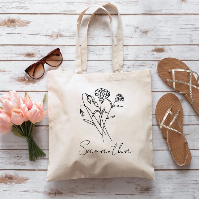 Tote Bag Fleur de naissance personnalisée avec nom Proposit (Créateur téléchargé)