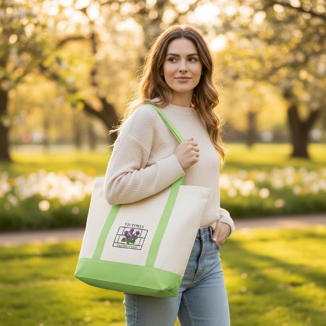 Tote Bag Fleur de naissance violette de février élégante pe (Créateur téléchargé)