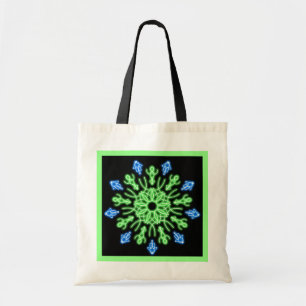Tote Bag Fleur de néon vert et bleu