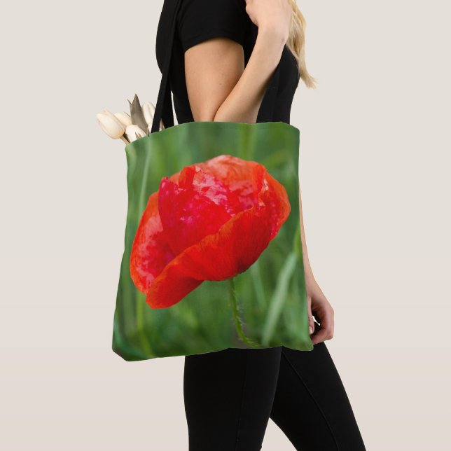 Tote Bag Fleur de pavot rouge sauvage (De près)