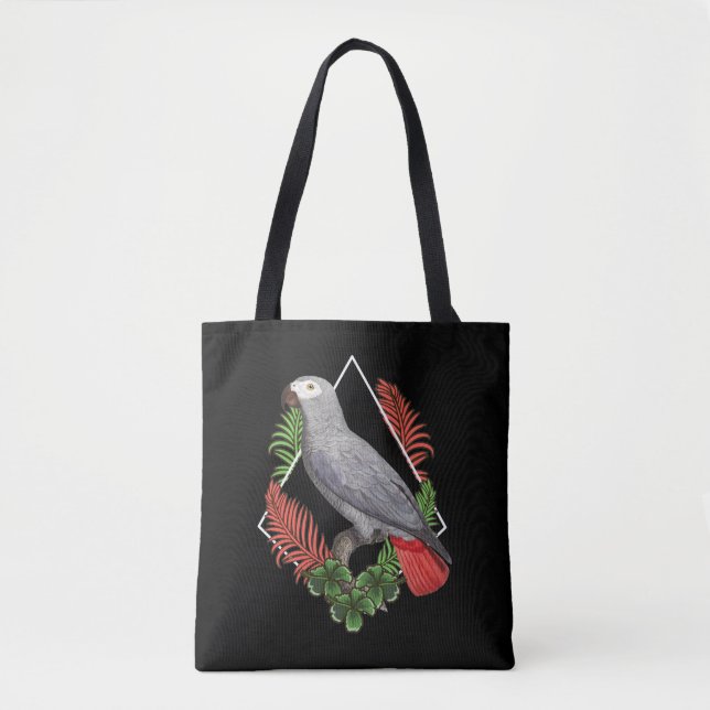 Tote Bag Fleur de perroquet gris d'Afrique (Devant)