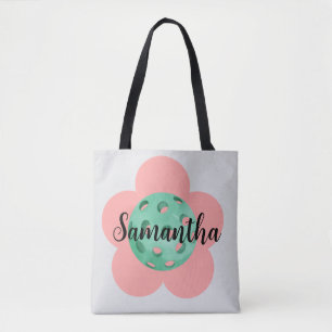 Tote Bag Fleur de Pickleball personnalisée simplement dessi