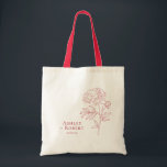 Tote Bag Fleur de pivoine rouge élégante pour le mariage de<br><div class="desc">Un dessin de pivoine rouge fait une déclaration élégante pour votre mariage. Vous pouvez personnaliser avec vos informations et changer la couleur pour convenir à votre événement.</div>