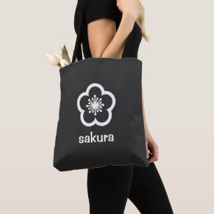 Tote Bag Fleur de Sakura blanche - Charbon