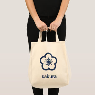 Tote Bag Fleur de Sakura bleu marine 