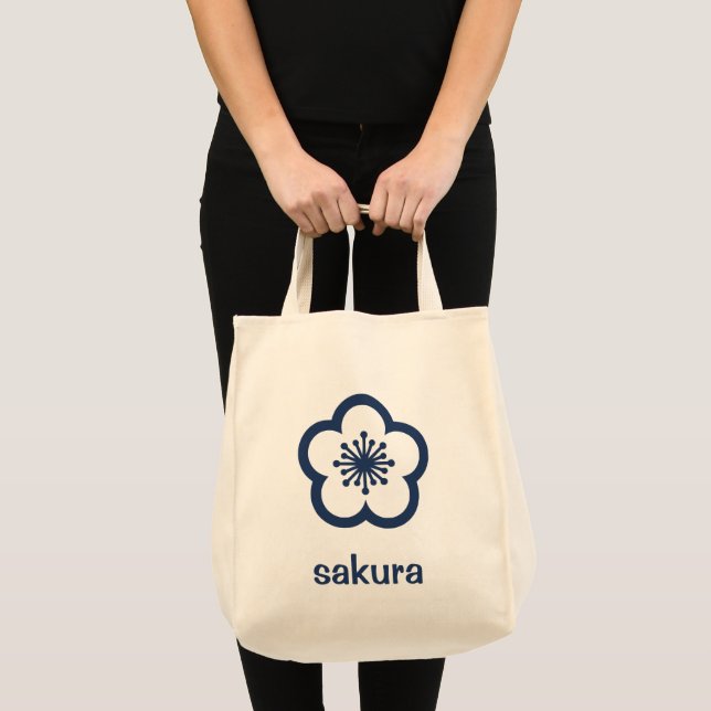 Tote Bag Fleur de Sakura bleu marine  (Devant (produit))