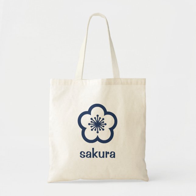 Tote Bag Fleur de Sakura bleu marine (Devant)