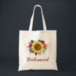 Tote Bag Fleur de soleil rouge de Bridesmaid lumières à cor<br><div class="desc">Ce sac fourre-tout de femme de ménage est décoré d'un tournesol aquarelle et de roses rouges avec des lampes à cordes. Vous pouvez le personnaliser avec un nom. Visitez notre magasin pour plus de produits avec ce design que vous pouvez customiser pour vos besoins.</div>