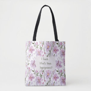 Tote Bag Fleur de superpuissance enseignante 