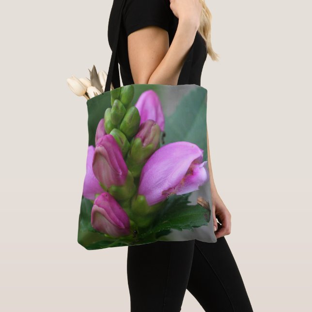 Tote Bag Fleur de tête de tortue rose (De près)