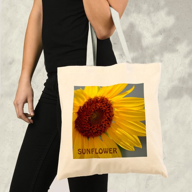 Tote Bag Fleur de tournesol gris brillant (Créateur téléchargé)