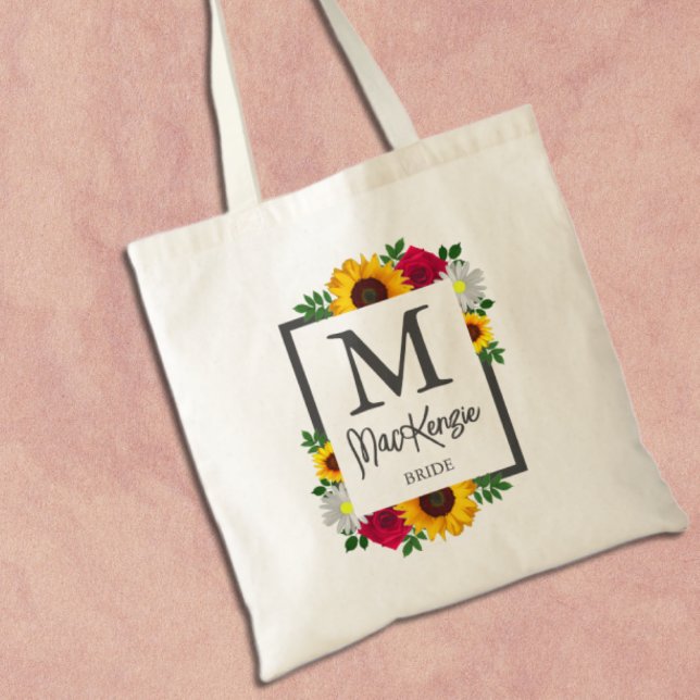 Tote Bag Fleur de tournesol Rose Daisy Automne Fête de Mari (Créateur téléchargé)