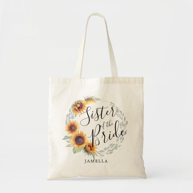 Tote Bag Fleur de tournesol | Soeur de la mariée (Devant)