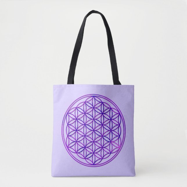 Tote Bag Fleur de vie / Blume des Lebens - bleu rose (Devant)