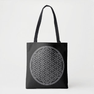 Tote Bag Fleur de vie / Blume des Lebens - contour blanc