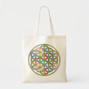 Tote Bag Fleur de vie / Blume des Lebens - or coloré
