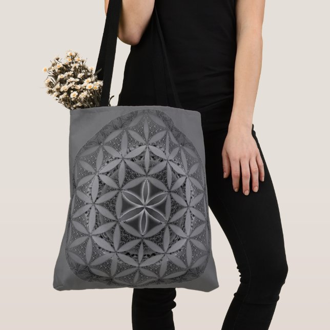 Tote Bag Fleur de vie Mandala Grey (De près)