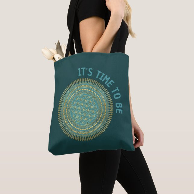 Tote Bag Fleur de Vie - Mandala Indigène 1 (De près)