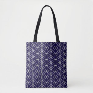 Tote Bag Fleur de vie - motif argent + votre backgr.