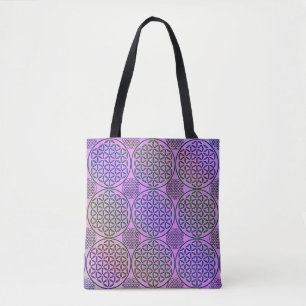 Tote Bag Fleur de Vie - timbre motif grunge 3