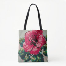 Fleur d'hibiscus pixelisée colorée 