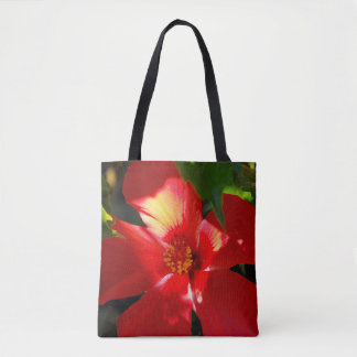 Tote Bag Fleur d'Hibiscus rouge au soleil