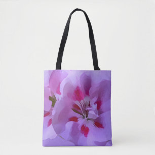 Tote Bag Fleur d'hibiscus violet rose abstrait