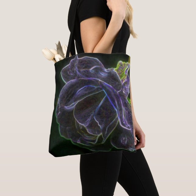 Tote Bag Fleur d'Imaginaire Abstrait violet Rose (De près)