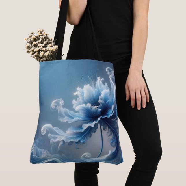 Tote Bag Fleur d'Imaginaire Bleu Fancy (De près)