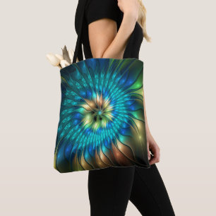 Tote Bag Fleur d'Imaginaire lumineux, Fractale Abstraite co