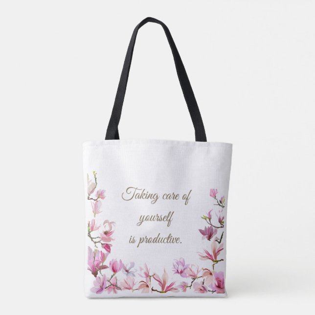 Tote Bag Fleur douce - Rappel d'auto-soins (Dos)